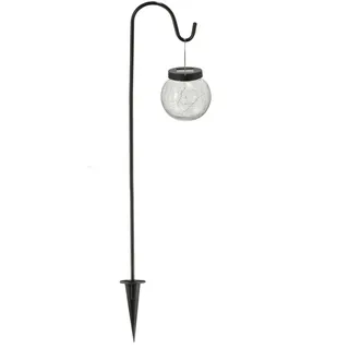 Spetebo Solar Gartenstecker mit Glaskugel - 70 x 15 cm - Bruchglas Kugel mit Erdspieß - Deko Garten Stecker Crackle Glas Laterne mit 20 LED in warm weiß beleuchtet