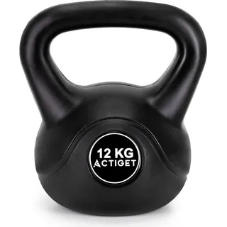 ACTIGET Kettlebell zum Training, 12 kg Hantel, ABS-Trainings-Kettlebell, schwarzer Ball - Schwarz