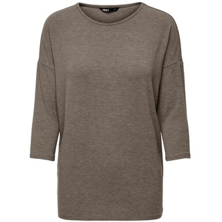 ONLY Damen Dünner Strickpullover | 3/4 Langarm Rundhals Shirt | Knitted Basic Stretch Sweater ONLGLAMOUR, Farben:Braun-2, Größe:XL
