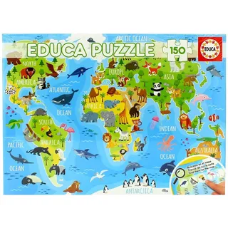 Educa Weltkarte mit Tieren 150 Teile