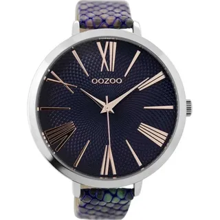 OOZOO Quarzuhr Snake Look XXL Damenuhr C9215 Lila Mandala Zifferblatt Lederband 48 mm