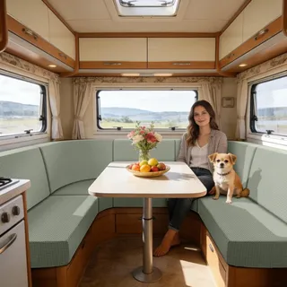 SYLC Bezüge Für Wohnwagenpolster Jacquard, rutschfeste Wohnmobil Sitzbezüge Mit 2 Cord, Sofa Sitzkissenbezug Für Schonbezug Wohnwagen Polster (Mint Green,W 70-95 cm, D 40-65 cm)