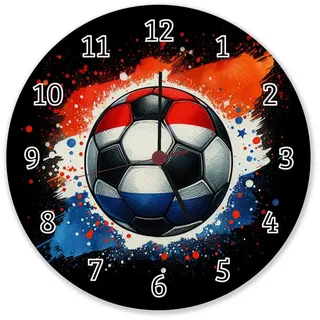 speecheese Wanduhr Fußball Niederlande Flagge Wanduhr aus Alu 28 cm