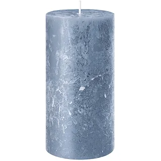 Wenzel Stumpenkerze H 8 cm RUSTIC, Blau - Paraffinwachs - 7 x 8 cm - selbstlöschend