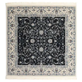 RugVista Nain Florentine, Teppich, Perser traditionell, 150 x cm, Quadratisch, Niedriger Stapel, Wohnzimmer, Esszimmer, Schlafzimmer, Küche, Diele, Nur chemische Reinigung, Oeko_tex_100, Dunkel Blau