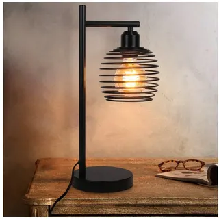 ZMH Tischleuchte Vintage Nachttischlampe E27 aus Metal Retro für Schreibtisch, inkl.Schalter, ohne Leuchtmittel, 1 flammig im Industrial Design aus Metall grau|schwarz Ø 15 cm