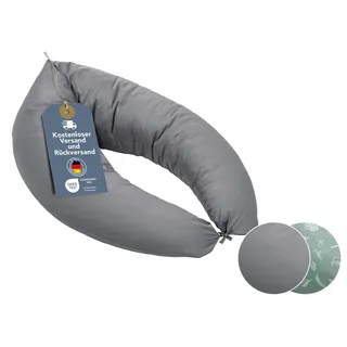 XDREAM Stillkissen Schwangerschaftskissen, Lagerungskissen, mit weichem Microfaserbezug, 1-tlg., XXL Stillkissen, Seitenschläferkissen mit Bändern zum Knoten, 190 cm grau