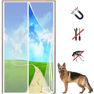 LZHBD Insektenschutz Fliegengitter Rollo Tür Insektenschutzrollo - 120x210 cm - mit Heavy Duty Mesh und Full Frame Klettverschluss - Weiß