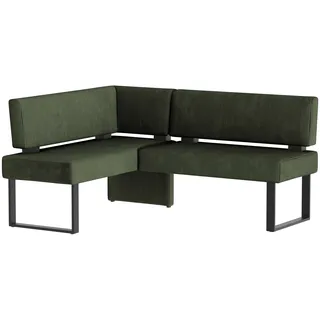 OTTO home Eckbank OTTO HOME "Oliver mit Metallgestell, Küchenbank", grün (dunkelgrün (castello 8641), schwarz), B:180cm H:89cm T:140cm, Holzwerkstoff, Massivholz, Polyester, Sitzbänke, Eckbank, verschiedene Bezüge Cord Esszimmerbank OTTOs Choice