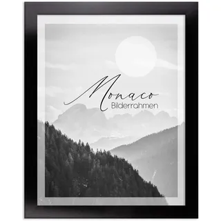 BIRAPA Monaco Bilderrahmen 60x80 cm Schwarz Hochglanz - Bilderrahmen Metall Optik, Alu Gebürstet Rahmen, Posterrahmen, Wechselrahmen