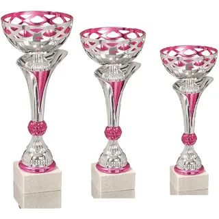 DEPICE Erwachsene Pokal/trophäe Pokalserie, Silber/pink, 28, 31, 33cm, TRO-FS-2641