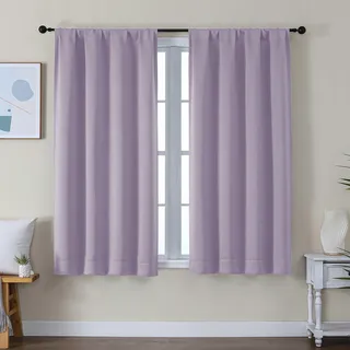 Simplebrand AVA lila Kurze Verdunkelungsvorhänge für Schlafzimmer, 137 cm lang, 2 Paneele, solide, wärmeisoliert, energiesparend, Fensterbehandlungsvorhänge, Verdunkelungsvorhänge, B 101,6 x L 137,2