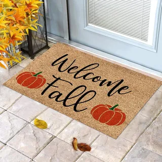 Welcome Fall Fußmatte Dekorative KürbisFußmatte Dekorative Fußmatte Bodenmatte HerbstFußmatten Outdoor Willkommen Türmatte Thanksgiving Teppich Rutschfest Halloween Türmatte Bodenmatte (C-A, 40x60cm)