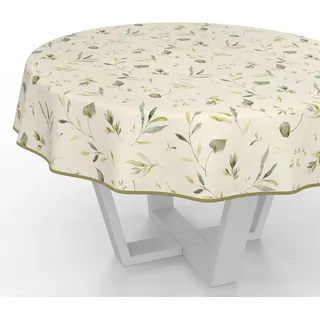 ANRO Tischdecke Wachstuch abwaschbar Canada Ø 120 cm Beige