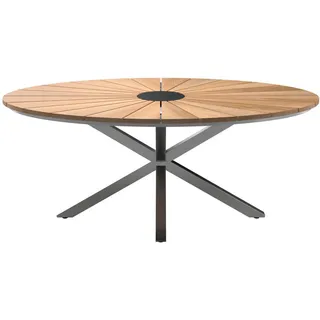 Ambia Garden Gartentisch Teakholz, Natur, Holz, Metall, Teakholz, oval, eckig, 200x75x120 cm, Gartenmöbel, Gartentische, Gartentische