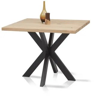 Massivholztisch Tisch Esstisch für Esszimmer 100x100cm MORIS Eiche massiv Metall