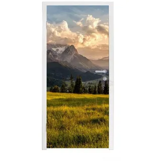 MuchoWow Türtapete Alpen - Sonnenuntergang - Berg, Matt, bedruckt, (1 St), Türfolie Selbstklebend, Türtapete, Türdeko Poster, 95x235 cm bunt 95 m x 235 m