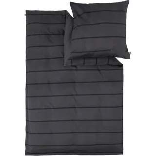 Bugatti Bettwäsche-Set anthrazit/schwarz/gestreift 155 x 220 cm + 80 x 80 cm