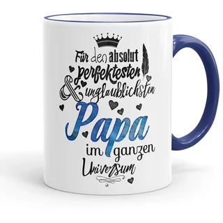 Funtasstic Tasse Für den absolut perfektesten Papa - Kaffeepott Kaffeebecher 300 ml, Farbe:kobalt