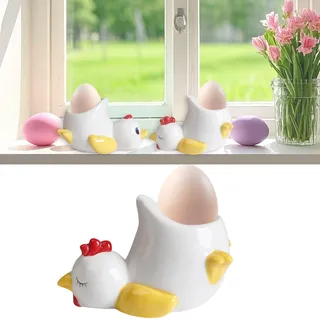 Eierbecher Ostern, Hühner-/Enten Eierbecher Lustig 10,5 × 6,5 × 7,7 Cm, Eierbecher Porzellan Angenehmer Griff Und Leicht Zu Reinigen, Ostern Geschenke Kinder Eierbecher Für Familie, Freunde (A)