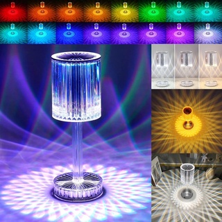 LED Kristall Tischlampe, Kabellos USB Wiederaufladbare Led Nachttischlampe, RGB 16 Farbe Wechselnde Touch Lampe Für Wohnzimmer Schlafzimmer Party ...