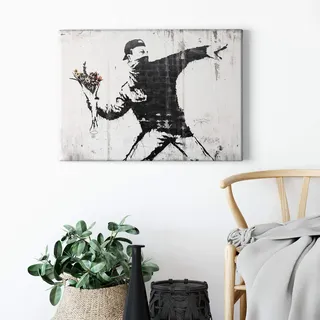 A.S. Création Künstler Leinwandbild - Kunstdruck schwarz grau - 70x50 cm Querformat - hochwertige Wanddekoration - Bild auf Keilrahmen