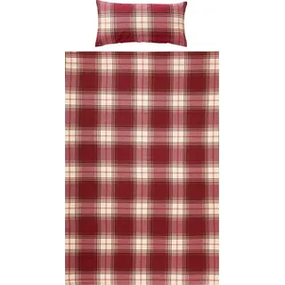 REDBEST Biber Karo Rot 135 x 200 cm + 40 x 80 cm