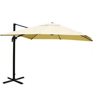 Mendler Gastronomie-Ampelschirm HWC-A96 300 x 400 cm beige ohne Ständer