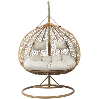 MIRJAN24 Hängesessel Olivia (Korb aus Technorattan, Stahlskelett, Kissen-Set), für zwei Personen beige