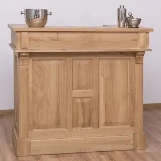 Casa Padrino Barschrank Landhausstil Bar Theke Naturfarben 120 x 51 x H. 107 cm - Massivholz Thekentisch - Bartisch - Massivholz Bar Möbel im Landhausstil