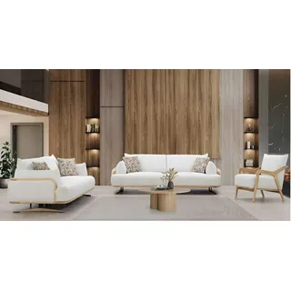 JVmoebel Sitzgruppe Skandinavisches Sofa und Sessel Set für stilvolles Wohnzimmer, (3-tlg) weiß