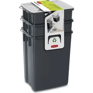 Curver Abfalleimer Set 2 x 10 l + 6 l Schwarz
