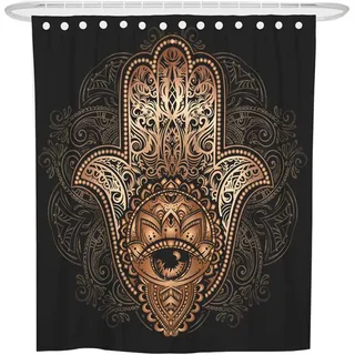 Chickwin Chickw1 Duschvorhang Wasserdicht Anti-Schimmel 3D Bronzieren Schwarzes Gold Drucken Polyester Bad Vorhang mit 12 Duschvorhangringe für Badezimmer Decor (180x180cm,Exotisches Totem)