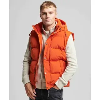 Superdry für Herren. M5011708A Steppweste mit Kapuze Everest orange (M), Lässig, Nachhaltig, Recyceltes Nylon