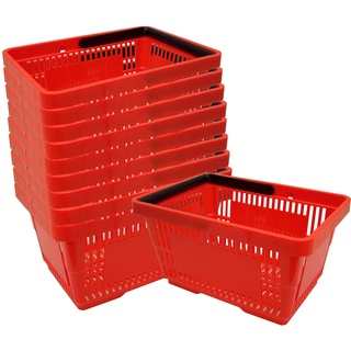 10 Einkaufskörbe aus Kunststoff Plastik mit Henkel 20 Liter 40cm stapelbar rot