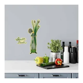 K&L Wall Art Wandtattoo Wandtattoo Kunstdruck Leffler Märchen Küche Zwiebel Schnittlauch, Wandbild selbstklebend, entfernbar grün 16 cm x 30 cm