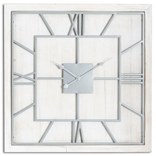 Hill Interiors Williston Wanduhr, quadratisch, groß, Weiß, 90 x 5 x 7,59 cm