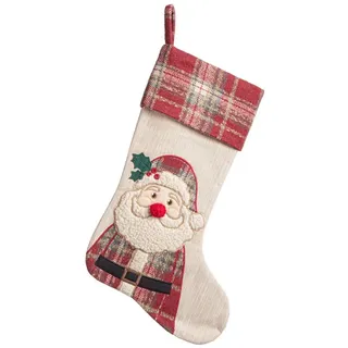 Bizzotto Weihnachtsstrumpf "Santa" in Beige - (L)45 x (B)28 cm