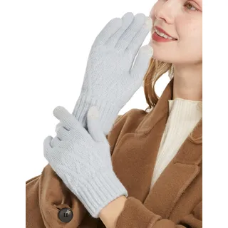 QICEDER Winterhandschuhe für Damen Touchscreen Handschuhe Strick Fingerhandschuhe Sport Warm und Winddicht Winterhandschuhe (Blau) - Einheitsgröße