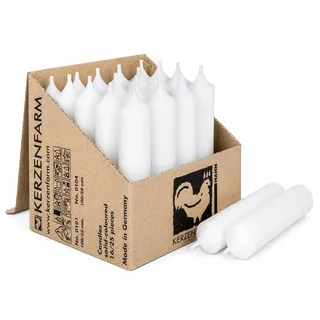 Kurze Stabkerzen Tafelkerzen durchgehend gefärbt Spitzkerzen für die Tisch-Deko zur Hochzeit Weihnachten & Party (10, Weiß)