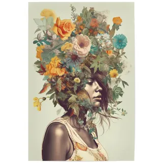 artboxONE Poster 75x50 cm Floral Sommer Frauen Blumenkopf - Bild Argo pop Art Blumen Frau gemälde blumenkopf