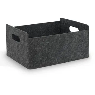 BEHONA Filzkorb Aufbewahrungskorb aus Filz, Organizer Box für Schrank & Regal, Faltbarer Aufbewahrungskorb, Filzbox für Zuhause und Büro, Schwarz (1 Stück)
