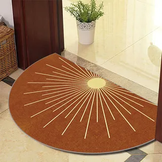 ChangTsing Halbrunder Teppich FußMatte 80cm x 120cm Polyester Böhmischer Europäischer Stil Halbrunde Form Halbkreis Einfachheit rutschfeste Fußmatte
