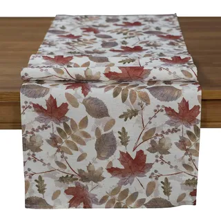 Tischdecke Druckdesign Blätter Allover mit Goldlurex Tischläufer (40 x 180 cm)