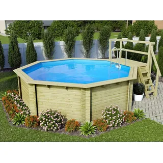 Karibu Achteckpool Massivholzpool kdi Schwimmbecken Gartenpool, Massivholz, witterungsbeständig, wetterfest