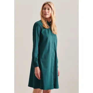 Sommerkleid SEIDENSTICKER "Schwarze Rose" Gr. 44, Normalgrößen, grün (petrol) Damen Kleider Langarm Kragen Uni glänzend