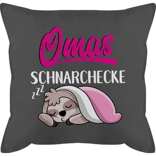 Shirtracer Kissen 50x50 - Oma Großmutter - Omas Schnarchecke mit Faultier - weiß - 50 x 50 cm - Grau - ostergeschenke für großeltern omi Geschenk Grandma schnarch Pillow Fuer Grandmother schlafen