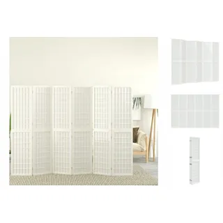 vidaXL Raumteiler 6-tlg Paravent Japanischer Stil Faltbar 240x170 cm Weiß Raumteiler weiß