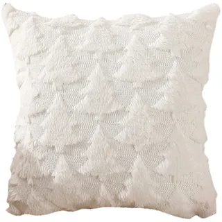 Weihnachtskissenbezug 45x45 Cm, Gestreiftes Weihnachtskissen, Festlicher Sofakissenbezug, Plüschkissenbezug Mit Weihnachtsbaum- Und Schneeflockenmuster, Winterliche Dekoration Im Landhausstil.