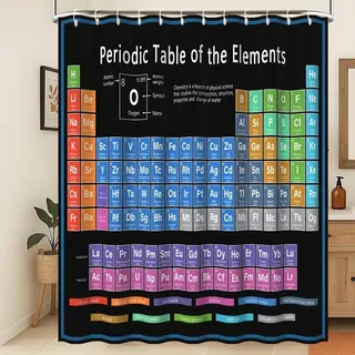 Xiaoterna Periodensystem der Elemente Duschvorhang Abstrakter schwarzer Badvorhang Tabelle der chemischen Elemente Wasserabweisendes Mittel Waschbare Duschvorhänge für das Badezimmer 150x200cm